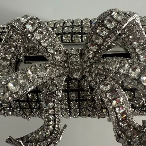 Self-Portrait Crystal Embellished Clutch With Bow Detail - Picture 12 of 13